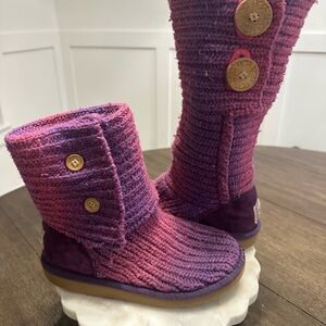 UGG Kids Pink and Purple Knit‎ Button Boots